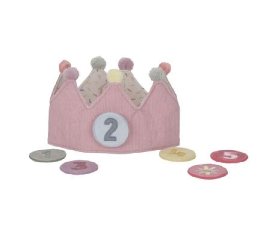 Little Dutch Little Dutch Verjaardagskroon stof met roze cijfers