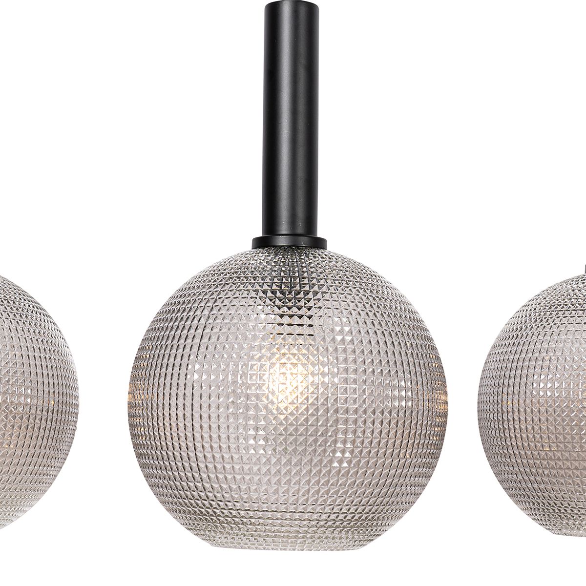Design hanglamp zwart met smoke glas 4-lichts  - Chico