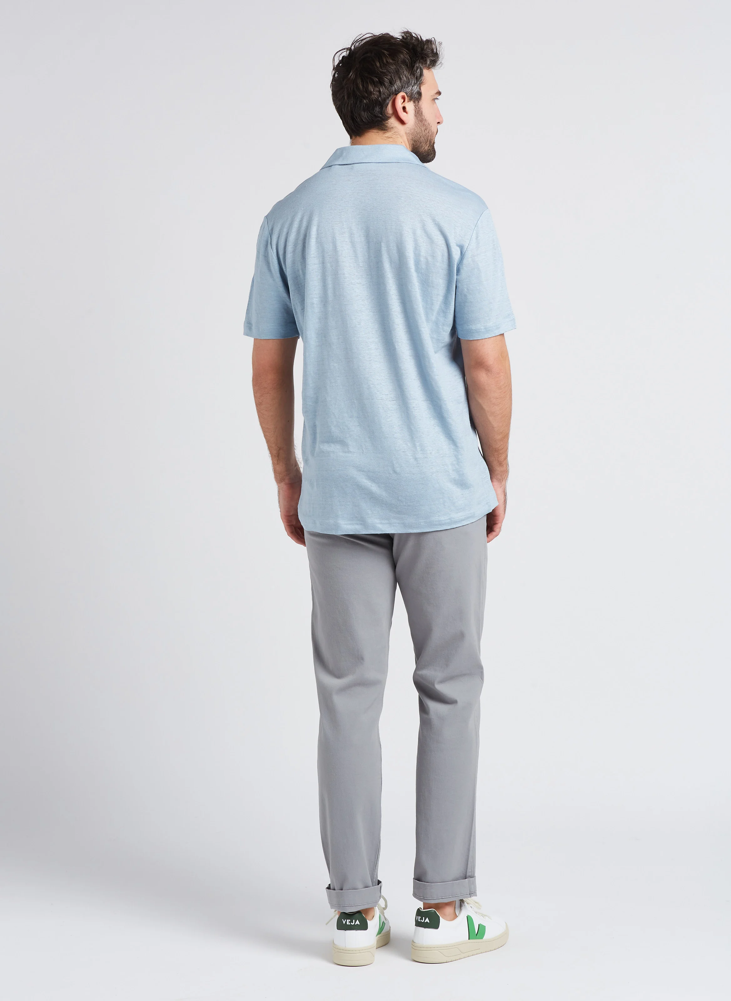 Pantalon slim en coton mélangé | Gris