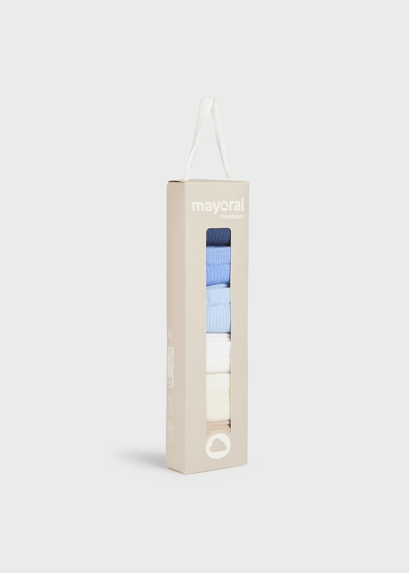 Conjunto de 6 meias LENZING™ ECOVERO™ de viscose para recém-nascidos, azuis.