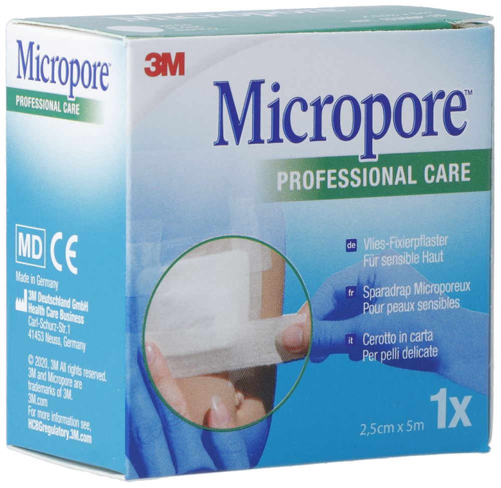 MICROPORE Rollenpflaster ohne Dispenser<br>1 Stück, 25mmx5m, weiss refill