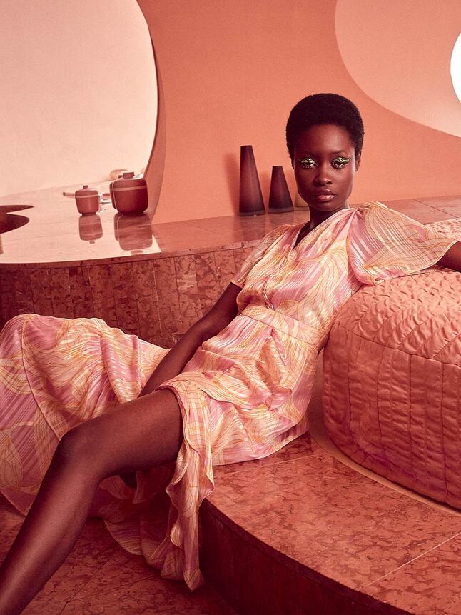Robe longue avec détails tressés