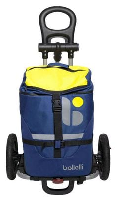 REMORQUE BAGAGERE B-Tourist BLEU / JAUNE FIXATION CADRE BELLELLI 38X27X54 45 LITRES FERMETURES ETANCHES.