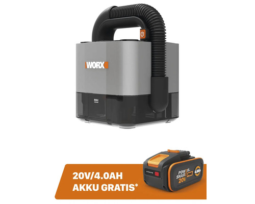 WORX 20V WX030.9 Draadloze stofzuiger + GRATIS bonusartikel: 20V accu WA3644 (4,0Ah)