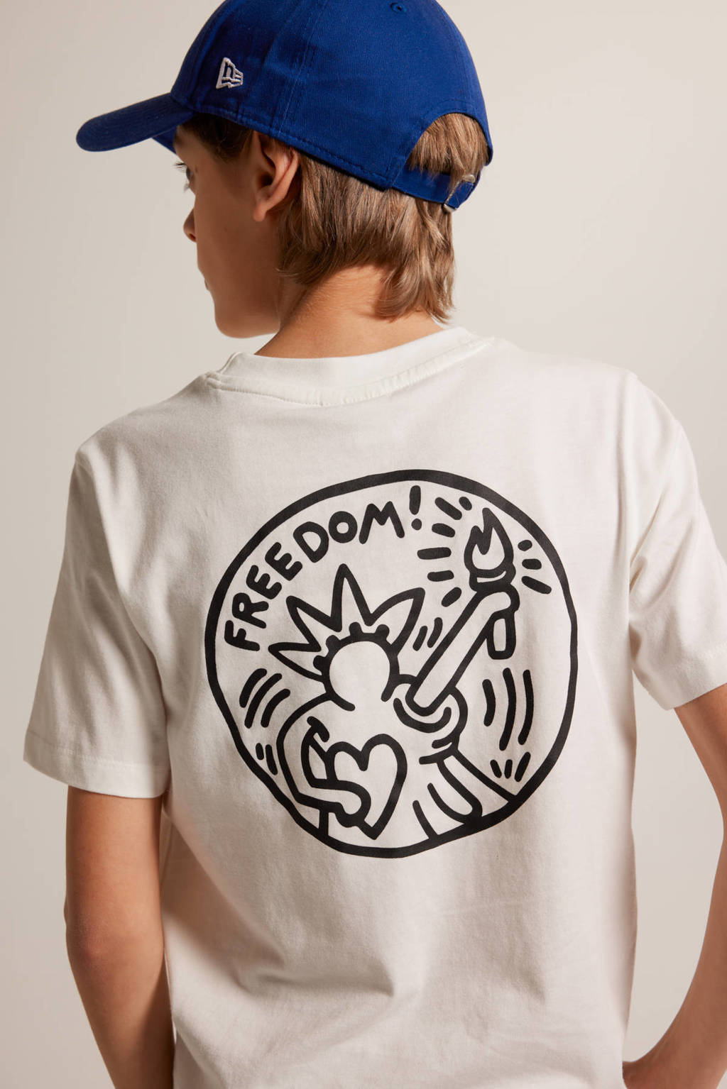 America Today T-shirt met backprint wit