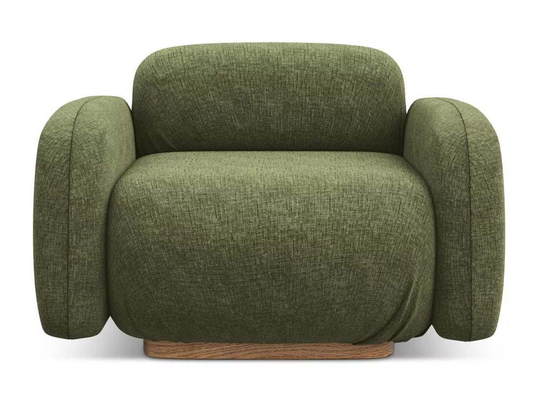 Fauteuil en tissu chenille - olive - AILANI