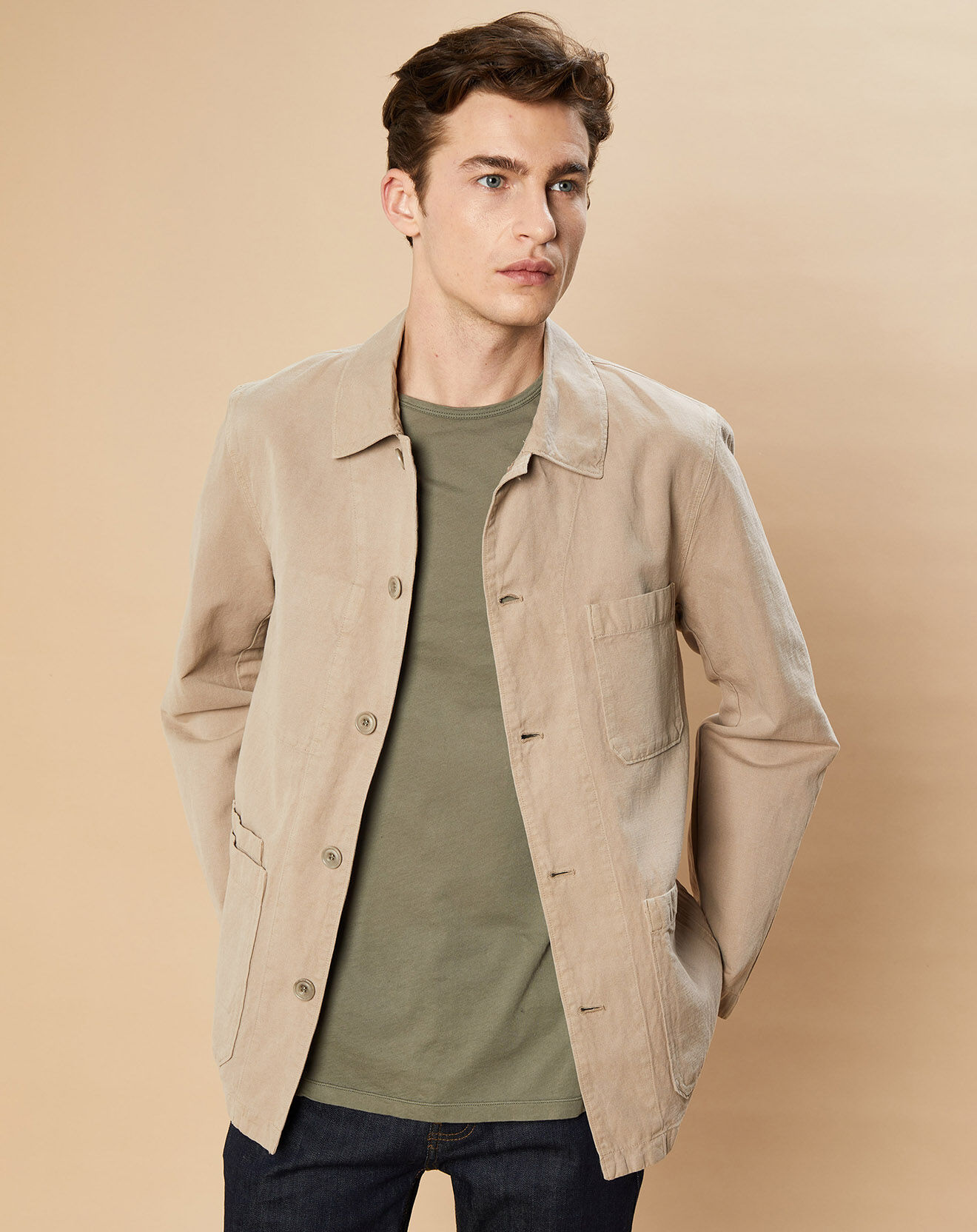 Hartford Veste en Coton & Lin Jerry tan