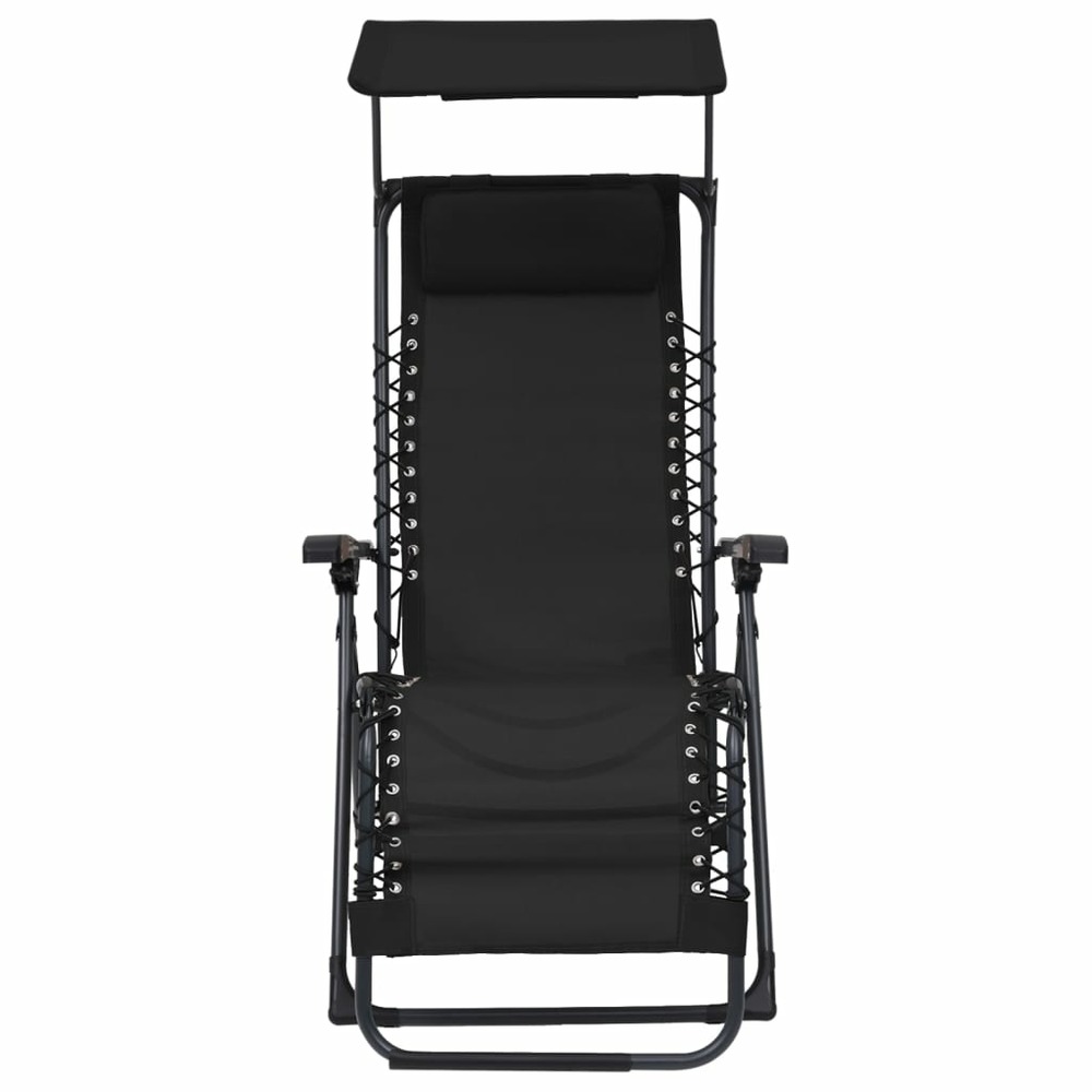 Lot de deux chaises pliables de terrasse textilène noir