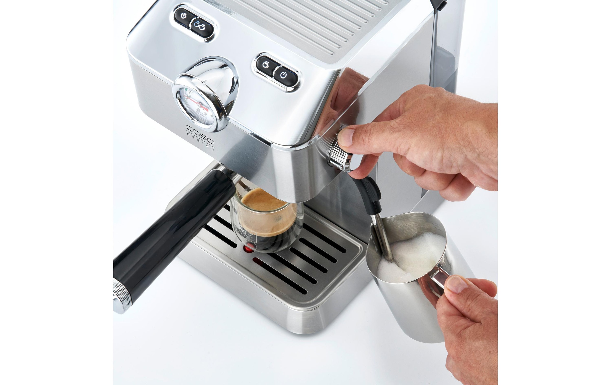 Caso Siebträgermaschine »Espresso Gourmet Silber« Holzart: Buche (China)