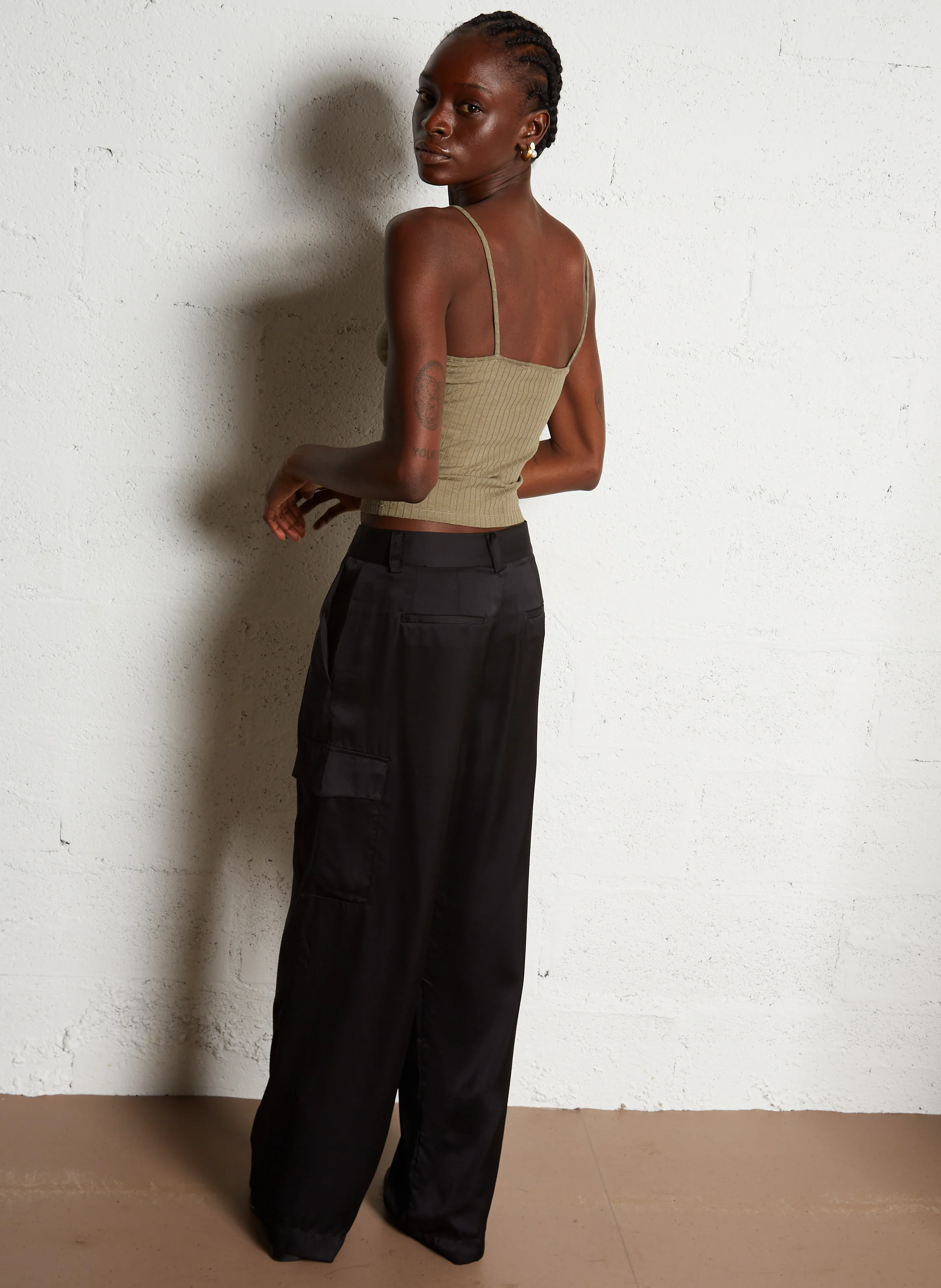 CARY - Pantalon large taille haute | Noir
