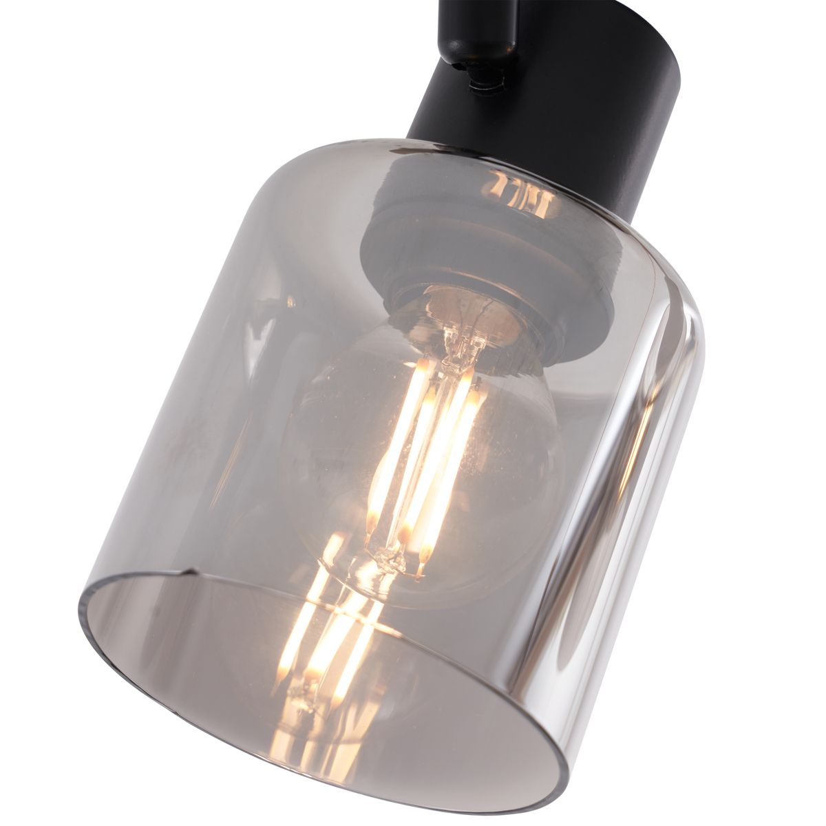 Moderne plafondlamp zwart met smoke glas rond 2-lichts - Cilin
