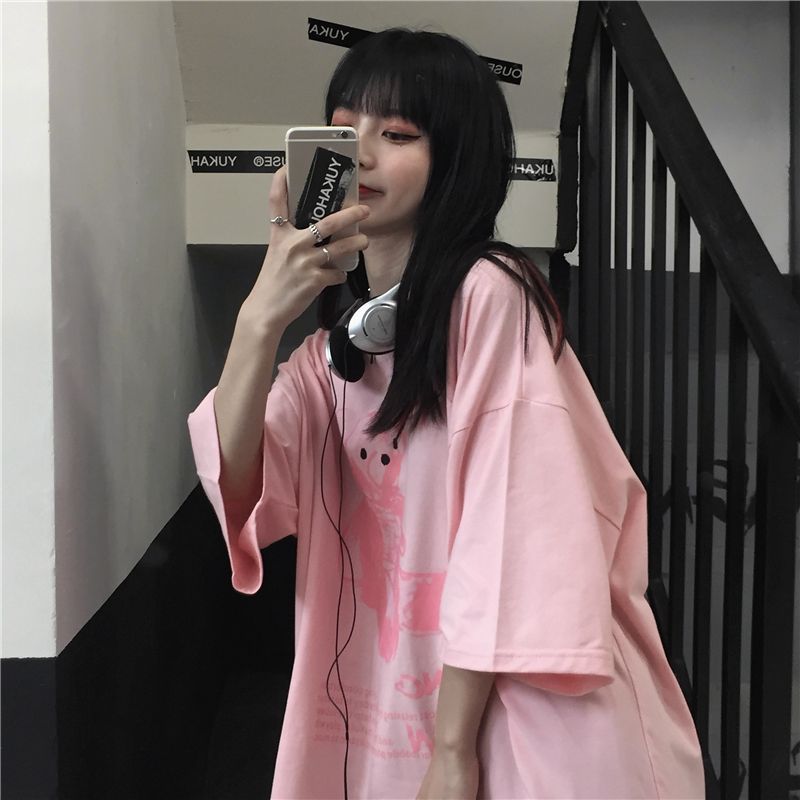 Porstina - Oversized T-shirt met berenprint en elleboogmouwen
