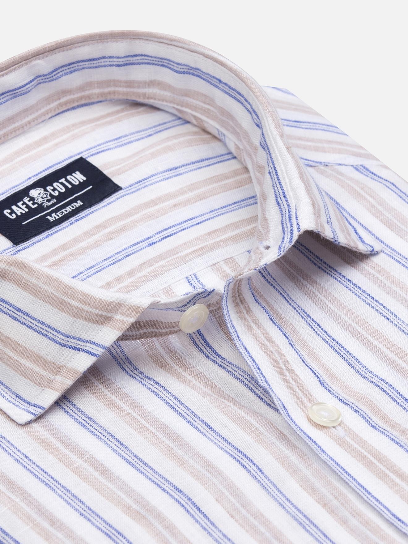 Chemise Rick en lin à rayures sable