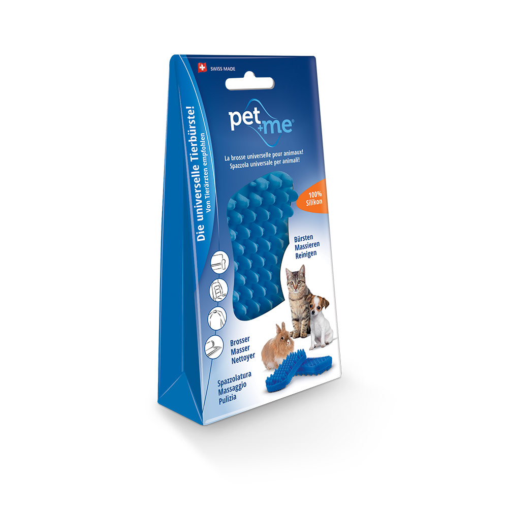 Brosse petits chiens et chats à poils ras bleue