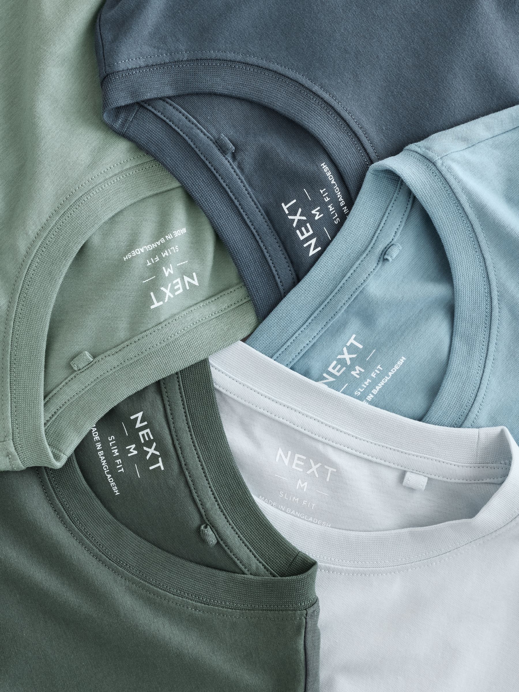 Blauw - Set van 5 T-shirts met lange mouwen en laagjes