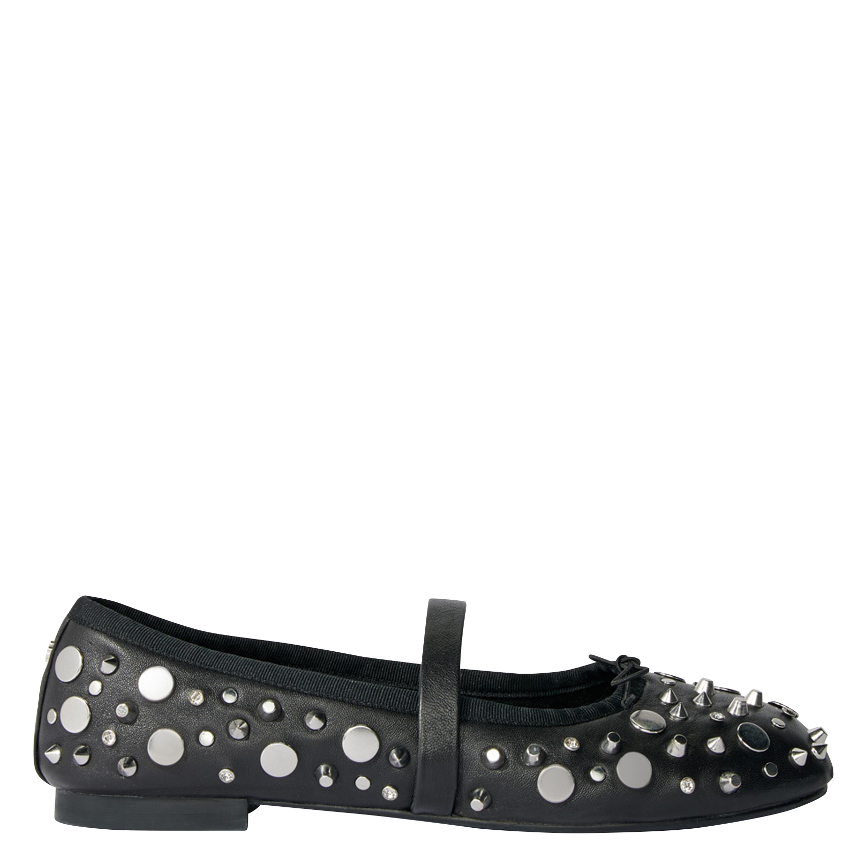 Ballerines à clous et studs en cuir | Noir