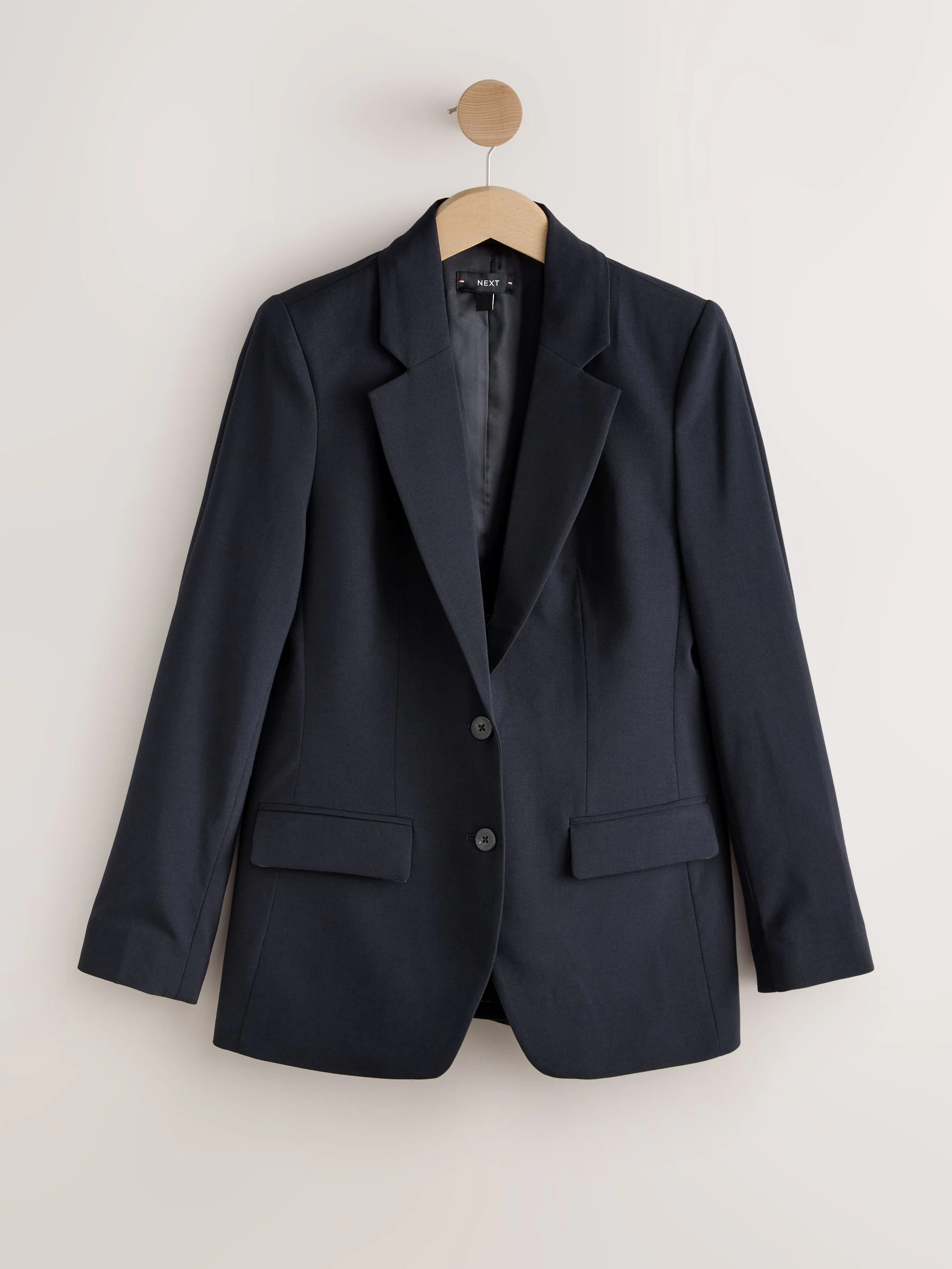 Donkerblauw - Op maat gemaakte blazer met enkele rij knopen van wol