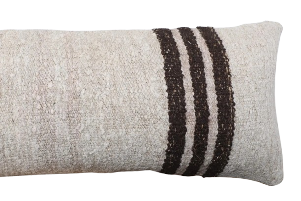 Kussen Kelim Vintage Natural stripe Brown 90x30