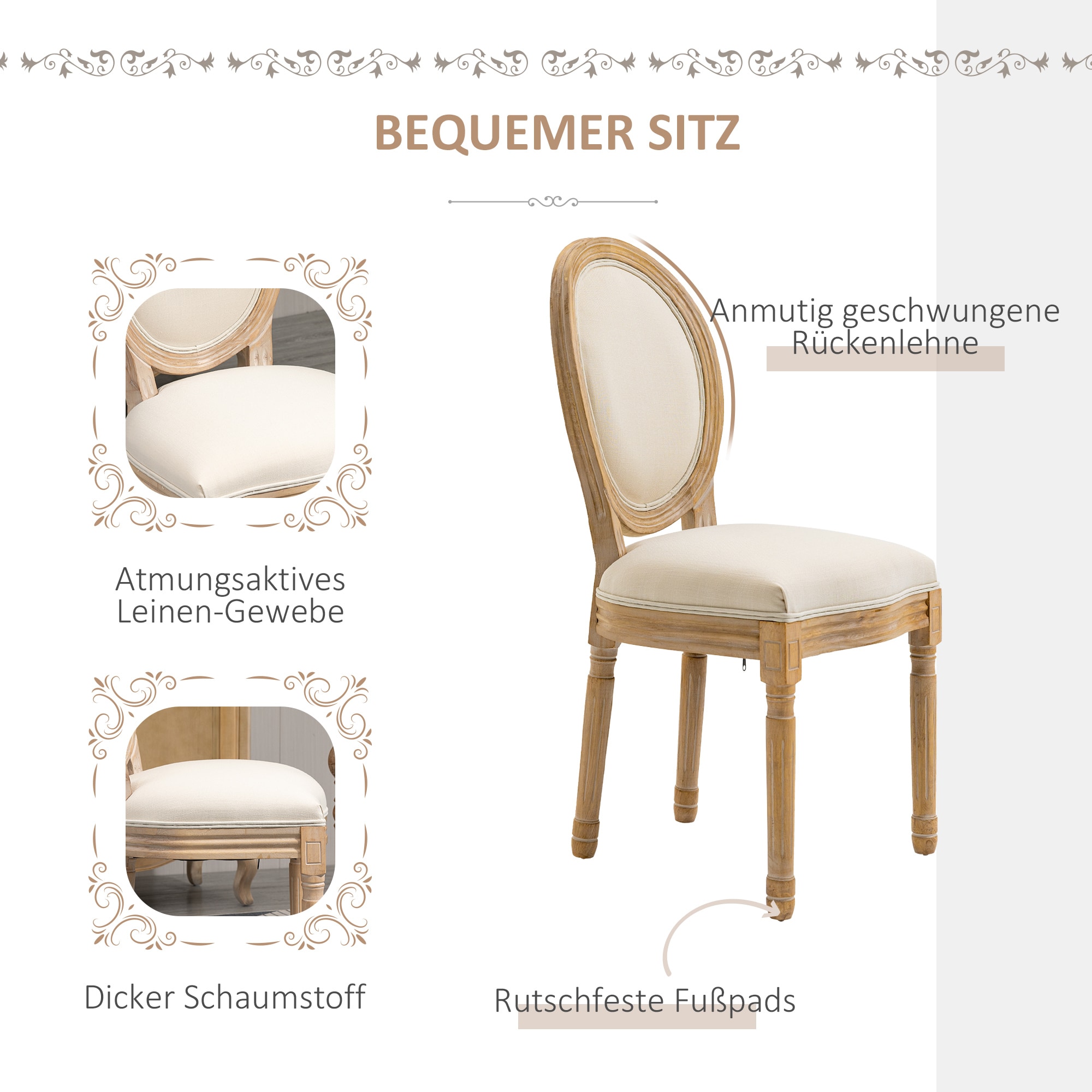 HOMCOM Esszimmerstuhl im 2er Set mit Vintage Design bunt 49B x 56T x 96H cm