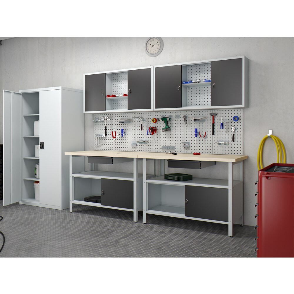 Werkstatteinrichtung Werkbank Werkzeugschrank Lochwand Hängeschrank 2er Set