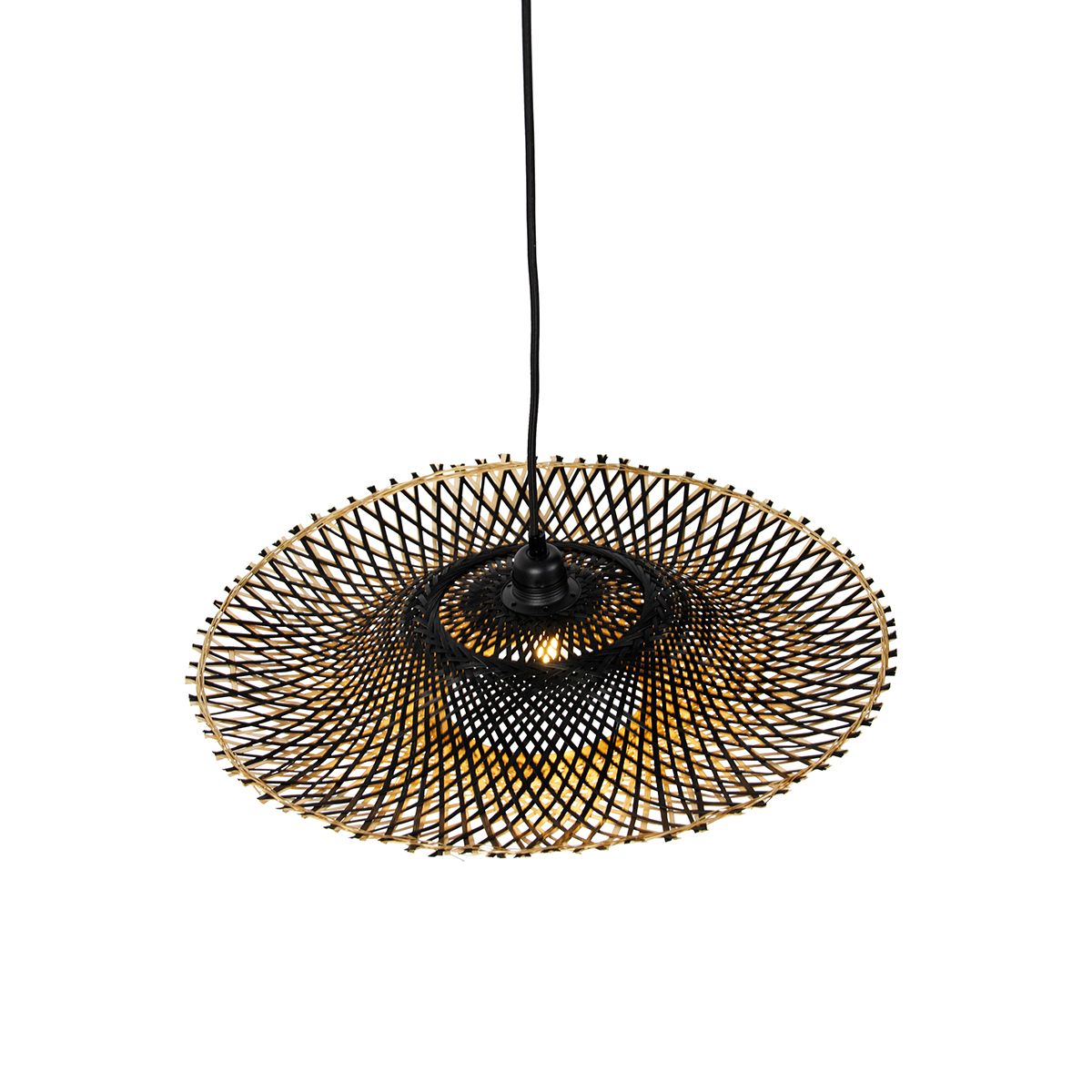 Oosterse hanglamp zwart met bamboe 50cm - Rina