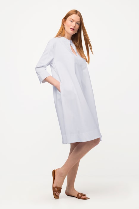 Kleid, A-Linie, Taschen, Tunika-Ausschnitt, 3/4-Arm