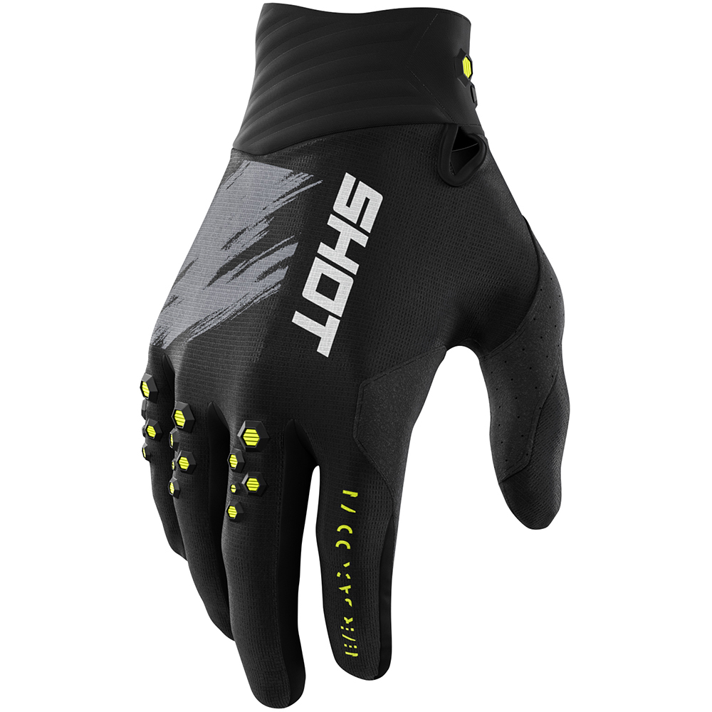 Shot - Gants Contact Draw Noir / Jaune fluo