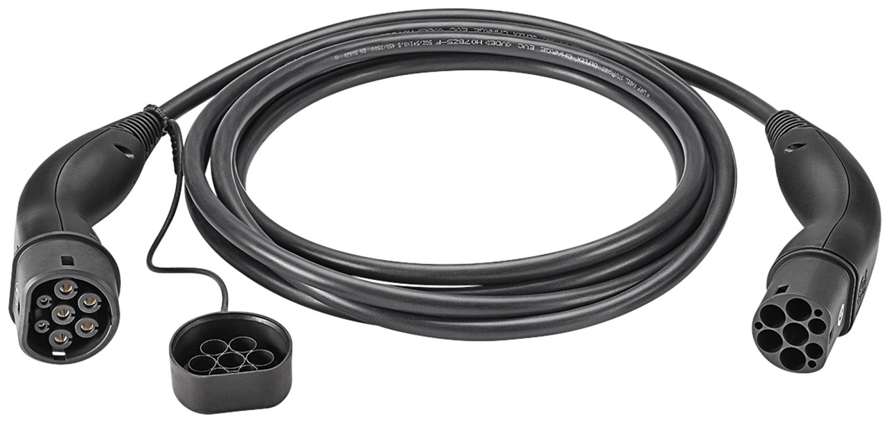 (3m) 22kW/32A Elektroauto Ladekabel 3-phasiges Stromkabel für Hybrid- / E-Autos mit Typ 2 Anschluss (65754) - Schwarz