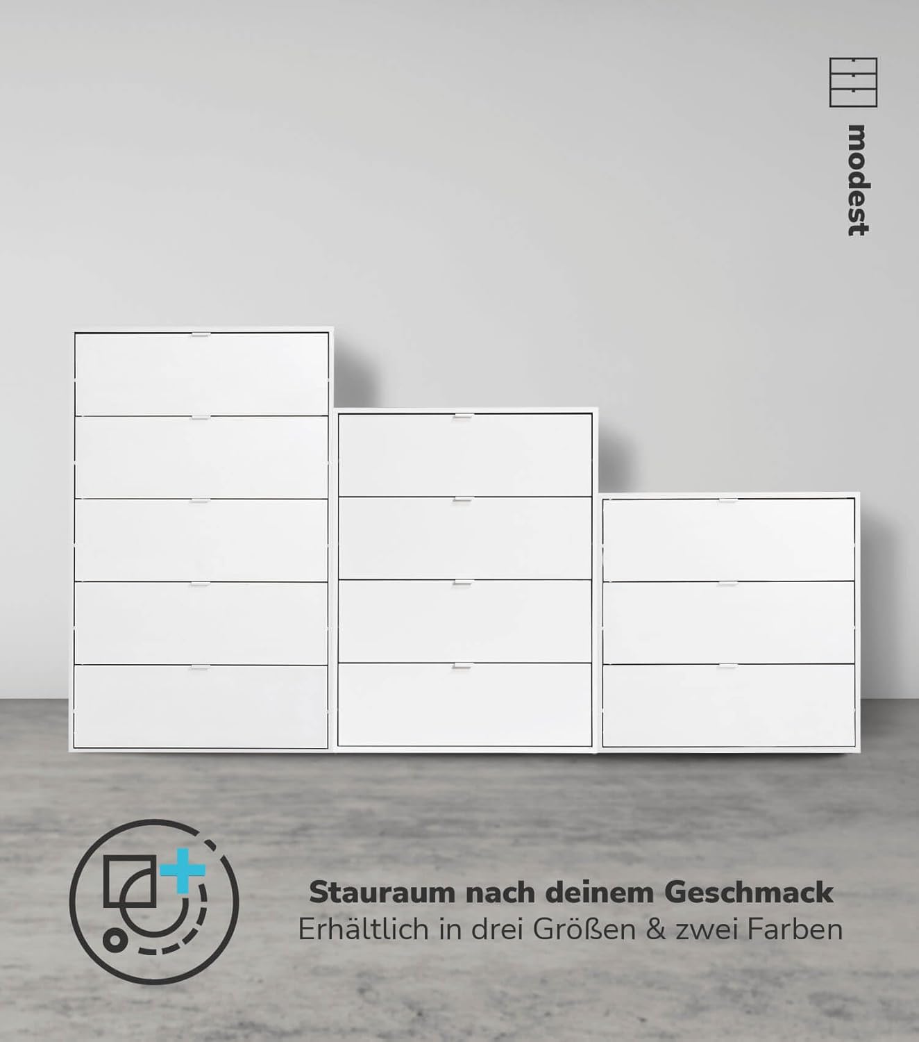 mokebo Kommode mit 5 Schubladen in Weiß aus Holz 'Die Stilvolle', Highboard, Anrichte, Sideboard aus Holz mit 80x117x40cm (B/H/T), Nachttisch, Schubladenschrank für Schlafzimmer, Flur & Kinderzimmer