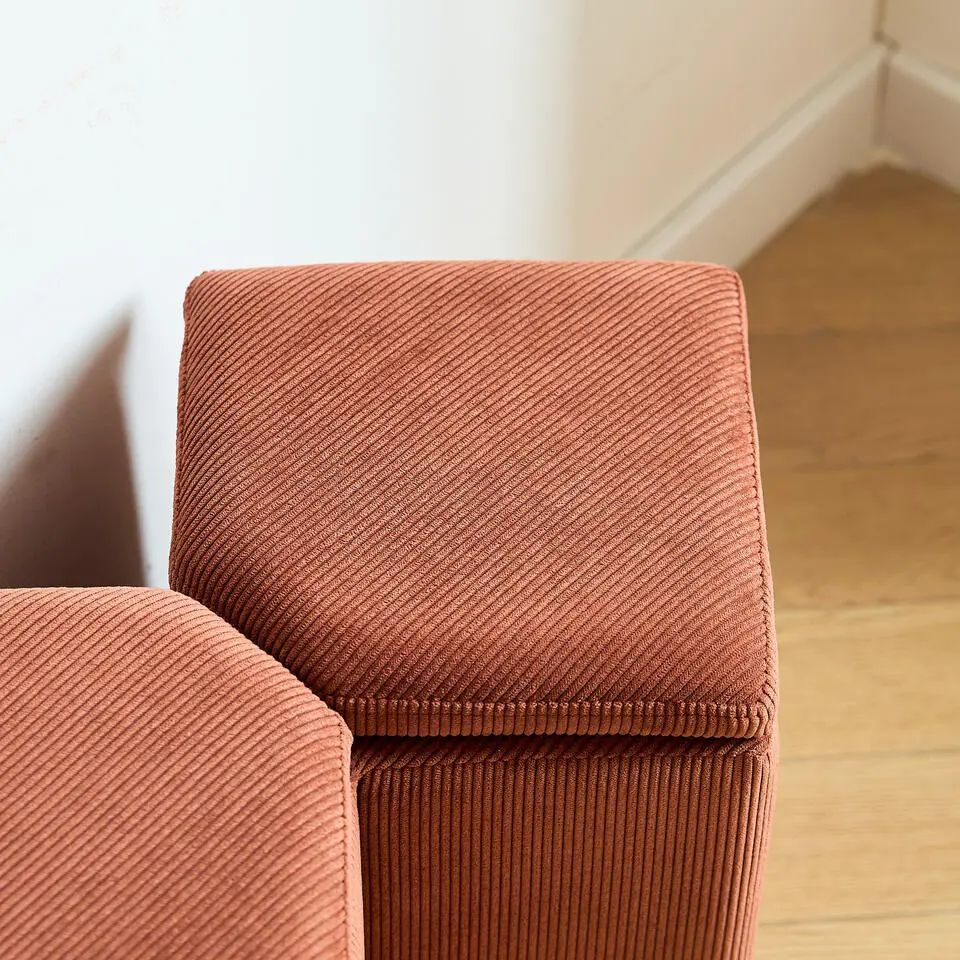Scandinavische Velours Terracotta Woonkamerpoef