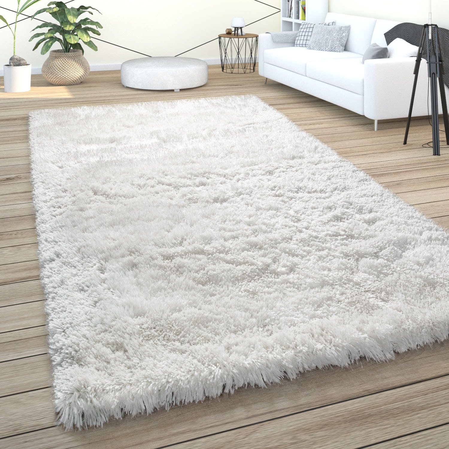 Paco Home Hochflor-Teppich »Akumal 930« rechteckig 60 mm Höhe Shaggy, besonders weich durch Softgarn, Uni-Farben
