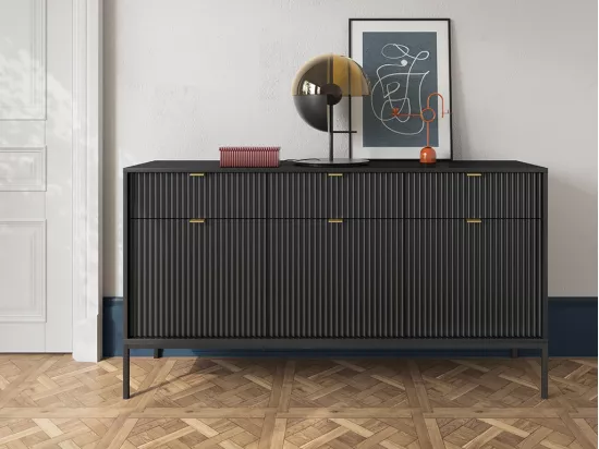 Buffet avec 3 portes et 3 tiroirs - Noir - LIOUBA de Pascal MORABITO