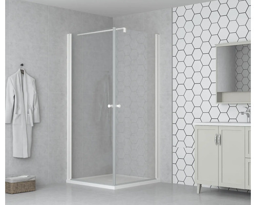 form&style douchedeur met draaideur MODENA 80 x 195 cm, profiel wit mat, helder glas, vuilafstotende glascoating