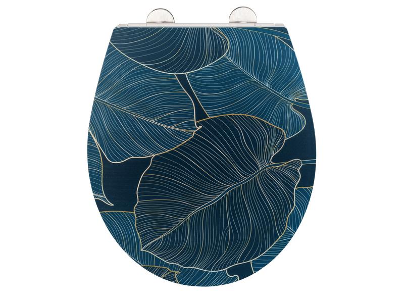 Wenko Toilettensitz Big Leaves Absenkautomatik, Blau/Grün WC-Sitz mit Relief