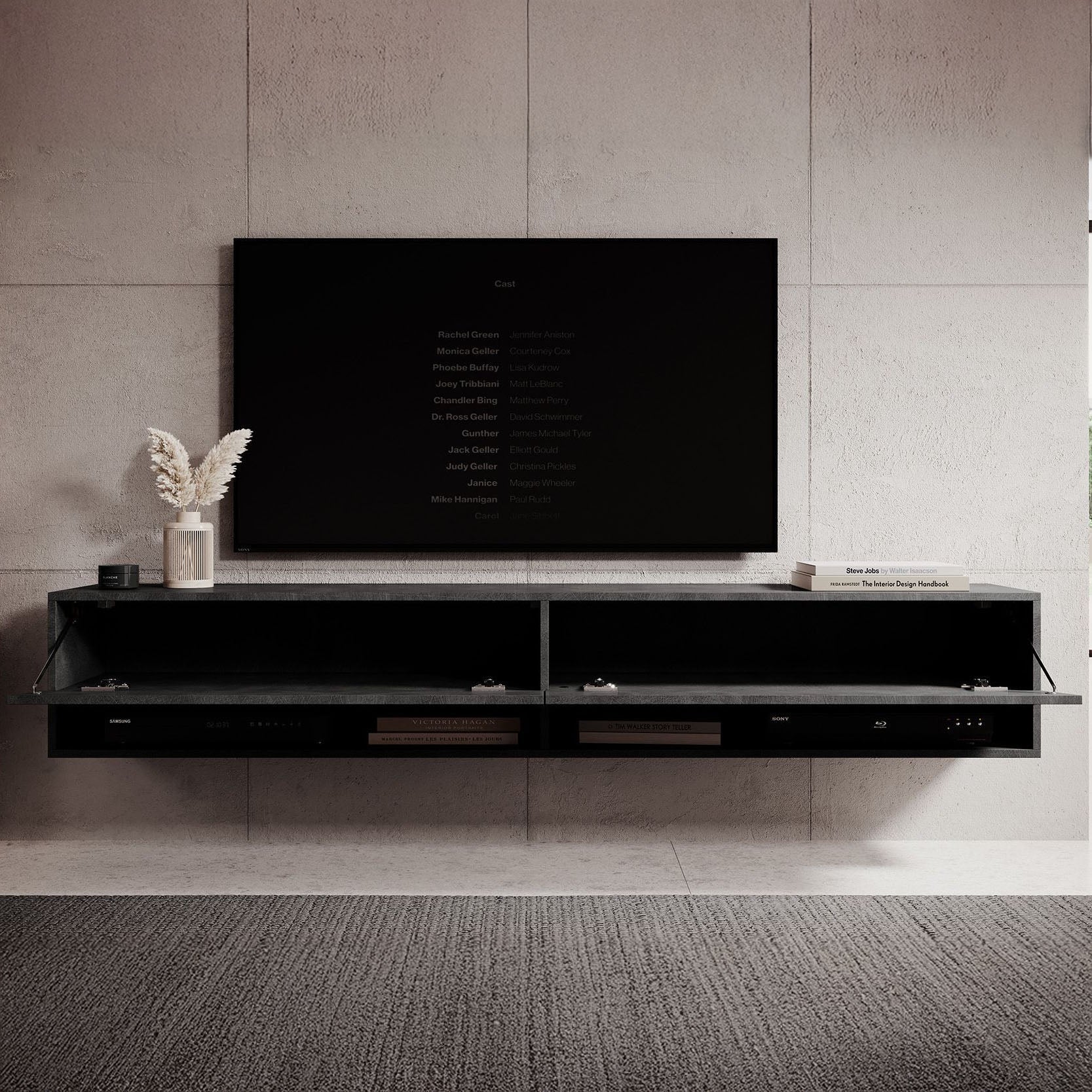 Meubella - TV-Meubel Asino - Grijs  - 180 cm