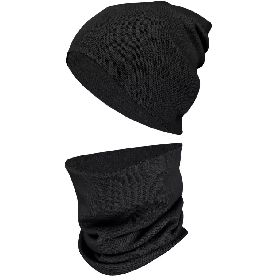 TupTam Unisex Kinder Beanie Mütze Schlauchschal Set schwarz Modell 1