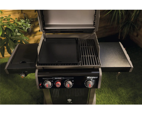 Weber Spirit E-330 Classic GBS gasbarbecue, grijs/zwart, 3 hoofdbranders van roestvrij staal (9,38 kW) + zijbrander, grilloppervlak van 60 x 45 cm, compatibel, inclusief gietijzeren GBS-grillrooster met sear-grill-inzetstuk en flavorizer bars.