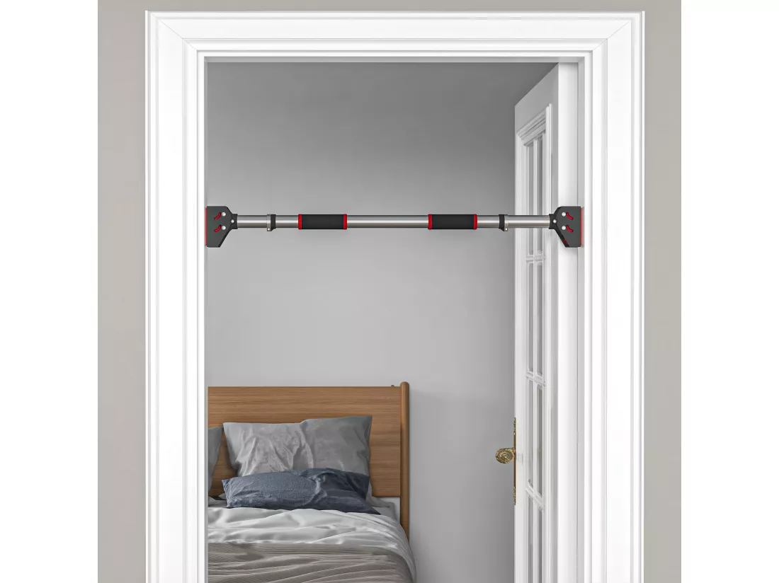 Barre de traction - barre de porte - pull up bar - barre d'étirement musculation pour cadres de porte sans vis - longueur ajustable (75-92cm)