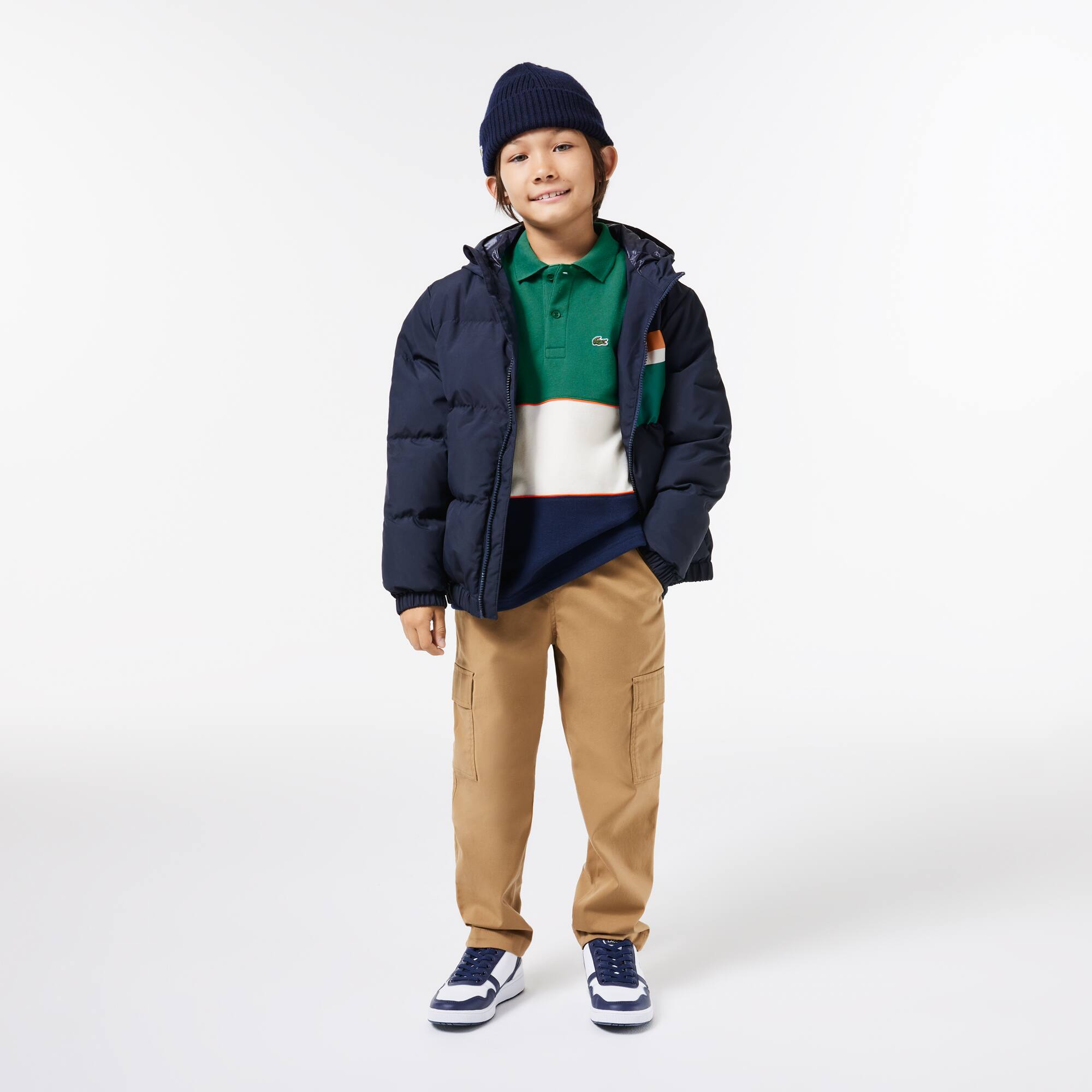Langärmeliges Poloshirt aus Baumwollpiqué mit Colourblock Poloshirts - Grün - Lacoste - Jungen