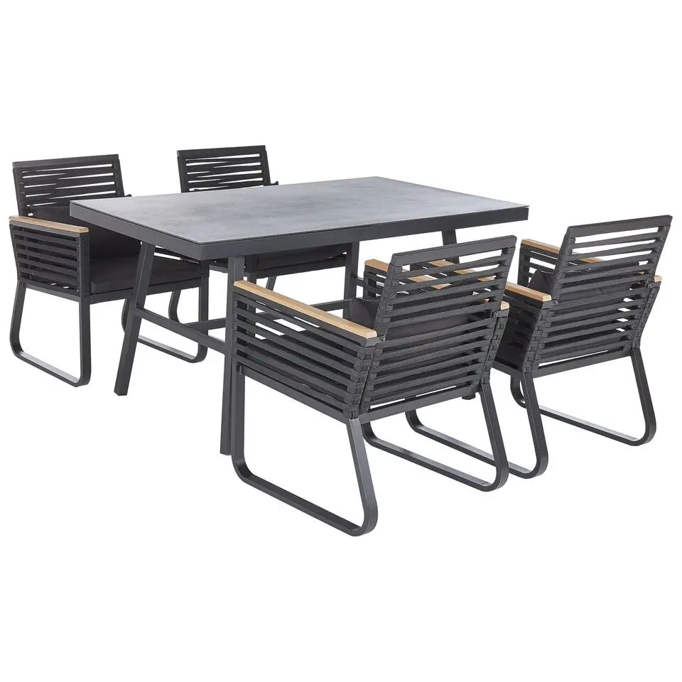 CANETTO - Tuinset voor 4 - Zwart - Aluminium