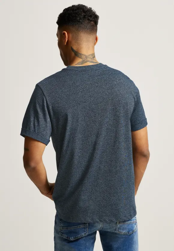 T-Shirt mit Turn-Up - dark night blue melange