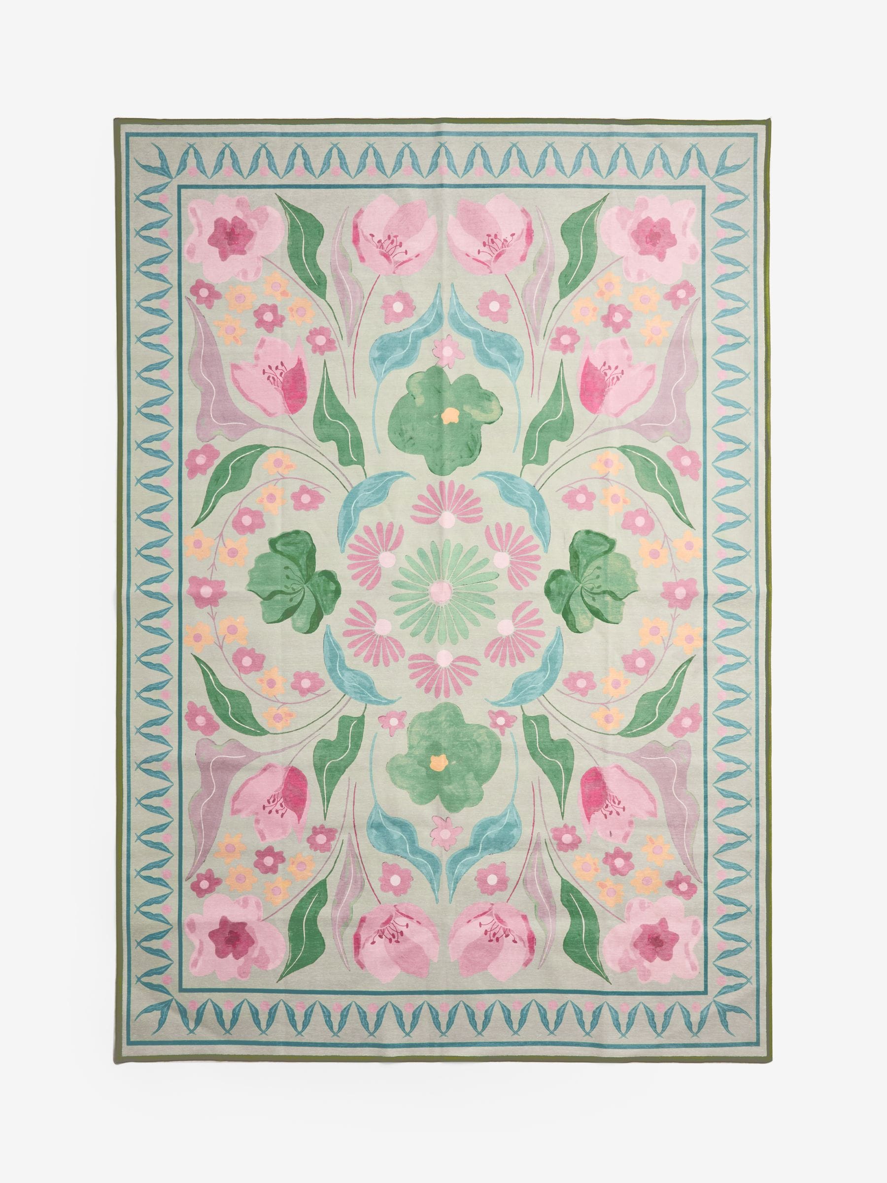 Washable Bettie Floral Print Rug