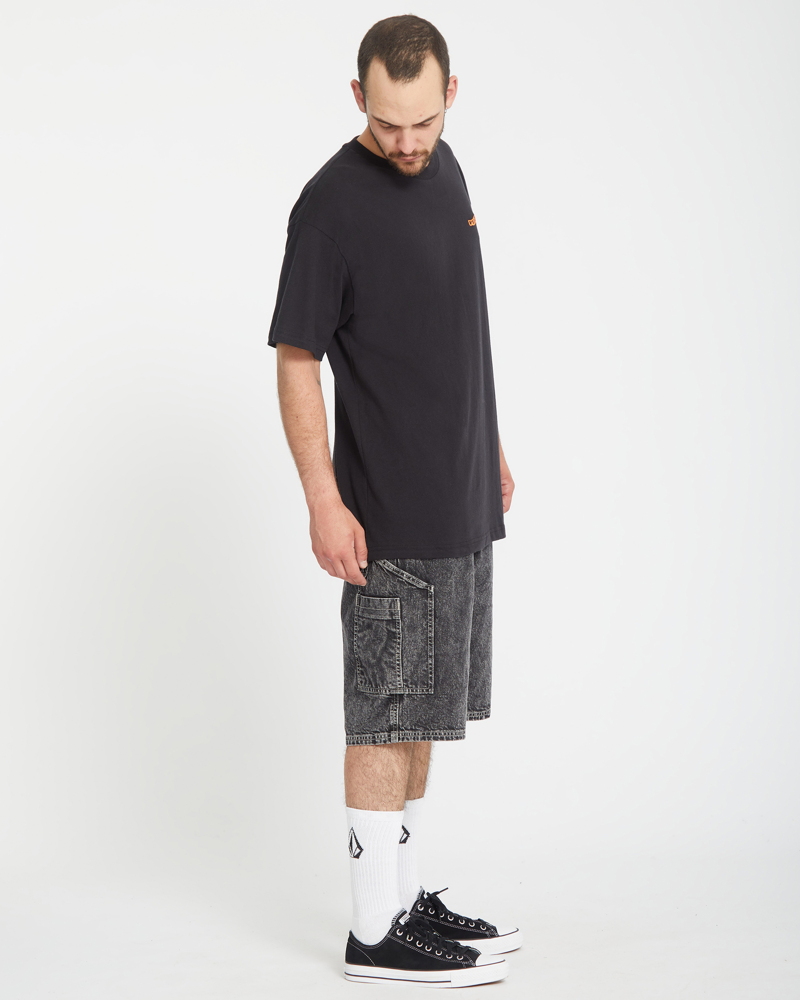 Volcom Labored Denim Utility Short Light Acid Black