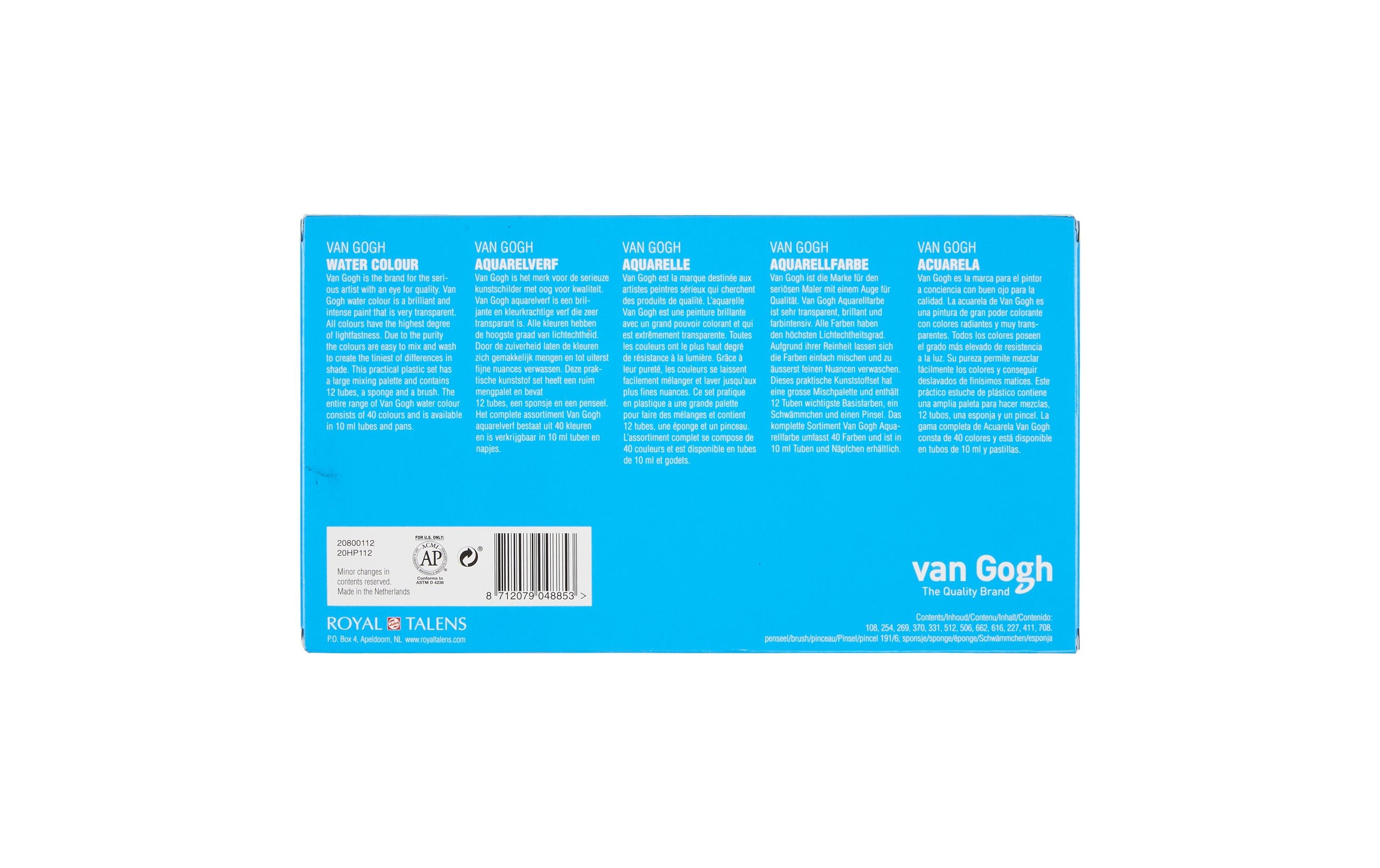 Aquarellfarbe »Van Gogh Malkasten 12er-Set, Mehrfarbig« 15 Stk. tlg.