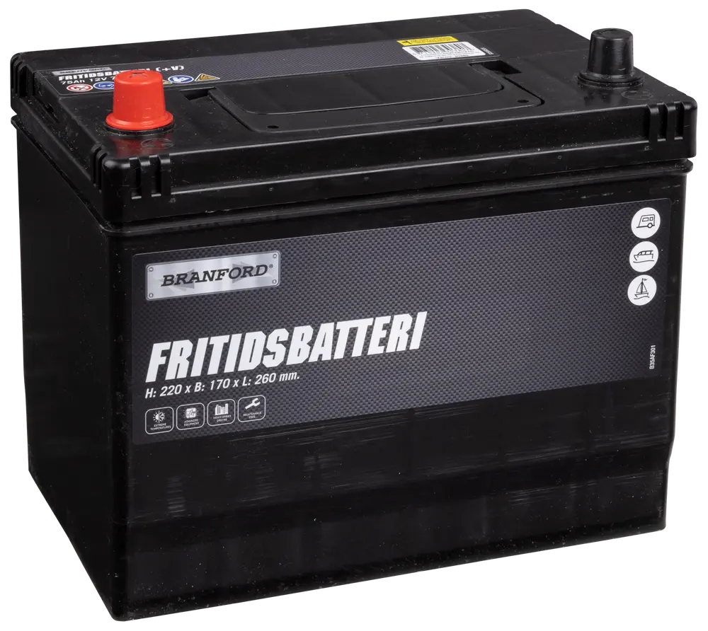 BRANFORD Fritidsbatteri 12V 75 Ah (+v)