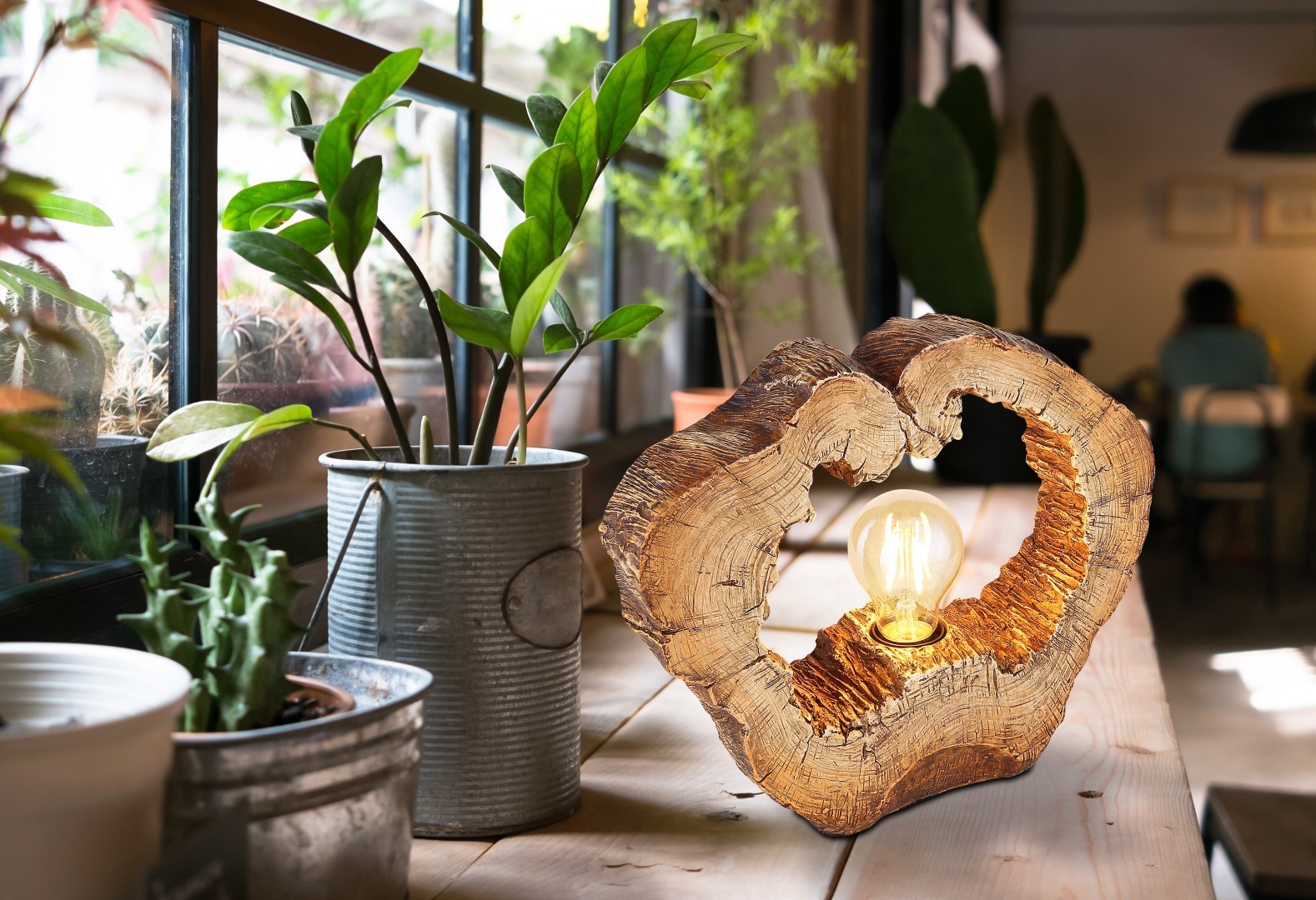 Tischlampe - Holzoptik - Kunststoff - 26 cm hoch