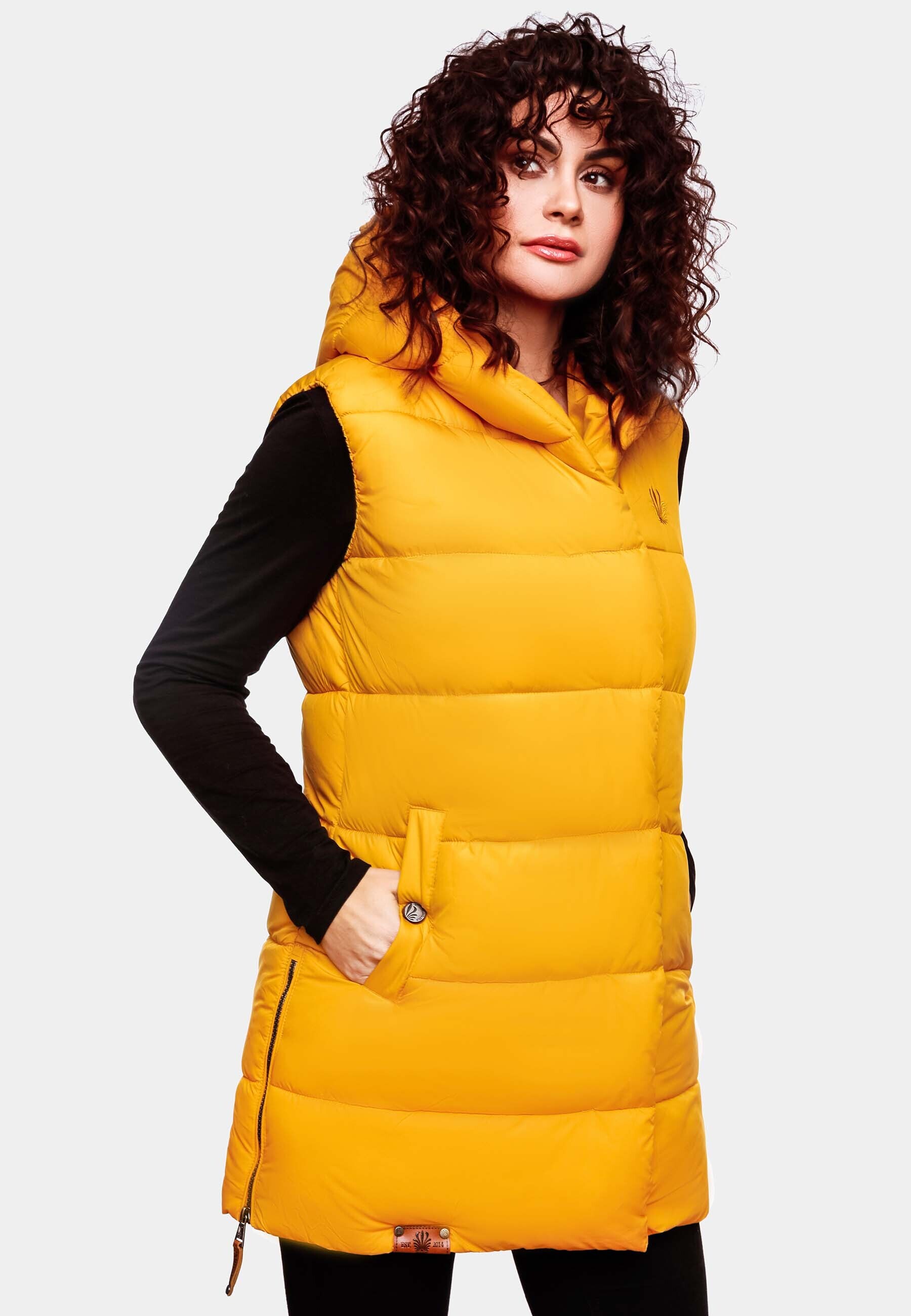 NAVAHOO Damen Designer Steppweste ärmellose Weste mit Kapuze Madilynaa