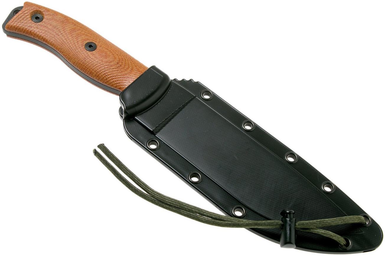 ESEE Model 6 Black Blade 3D Natural Canvas Micarta survivalmes 6PB-011 zwarte schede   clip plate