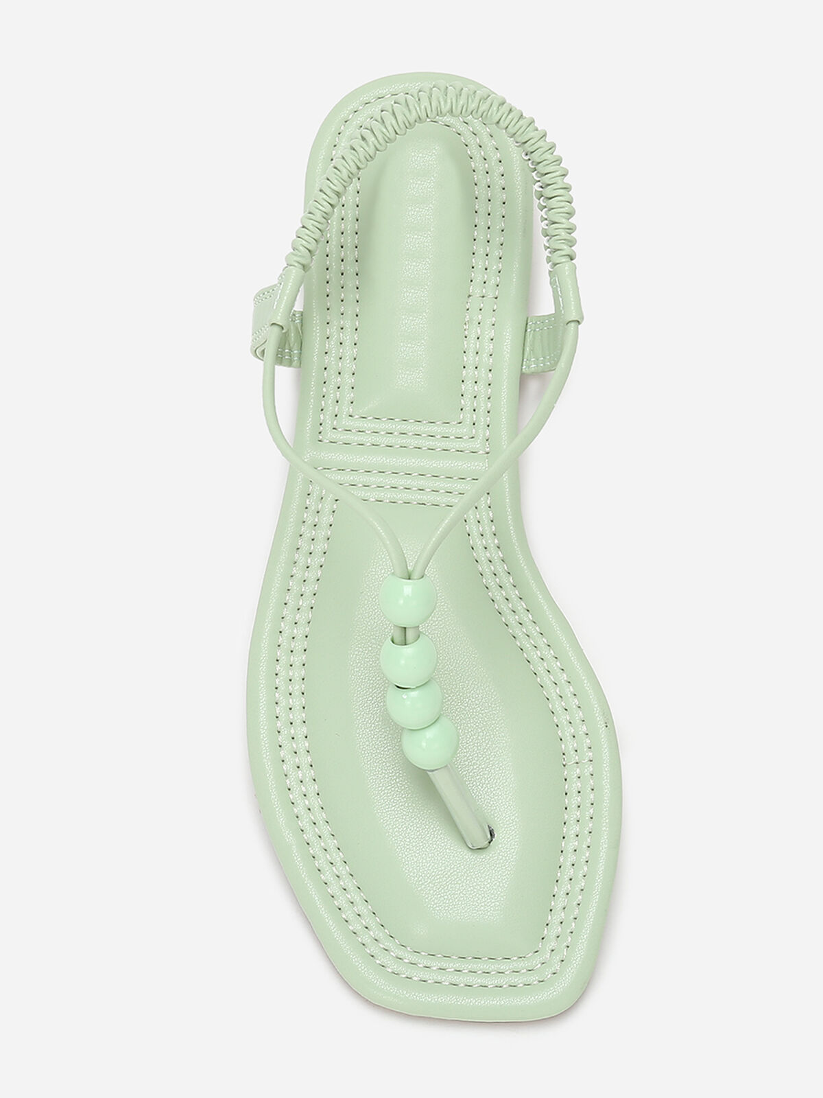 Nu-pieds carrés s à perles- Vert