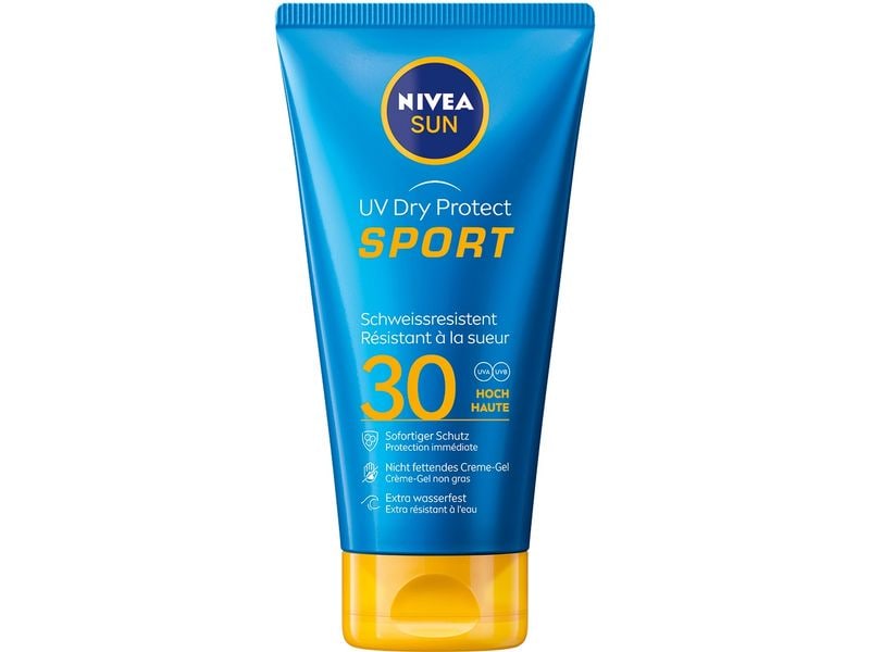 NIVEA SUN Sonnencreme UV Dry Protect Sport Tube LSF 30 175 Das UV Dry Protect Sport Cream-Gel LSF 30 ist schweissresistent, bietet sofortigen und zuverlässigen Schutz und sorgt für ein angenehmes Hautgefühl: UV Dry Protect Sport Tube LSF 30